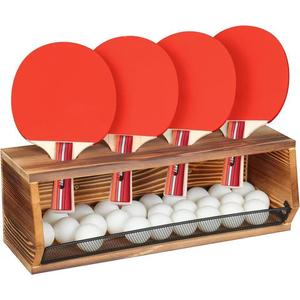 Estante de almacenamiento para palas de ping pong montado en la pared, 4 compartimentos, gran capacidad, organizador de escritorio para interiores, forma rectangular - Product Image 2