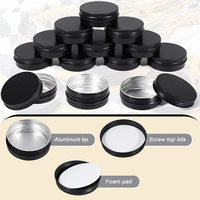 Qshare — mini boîte en étain ronde, couvercle à vis, 2oz, 4oz, 6oz, produit cosmétique, bougie à épices, argentée ou noire en métal blanc