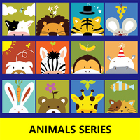 DIY Peinture par Numéros 20x20 Animaux Série Enfants Mini Peinture par Numéros avec Cadre Art Peinture par Numéros pour Enfants