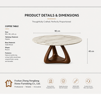 Table basse en noyer et table basse moderne en bois, table ronde élégante en marbre, design minimaliste, meubles élégants pour le salon
