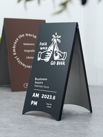 Panneau publicitaire pliable en forme de A en acier inoxydable sur pied, personnalisé pour les cafés