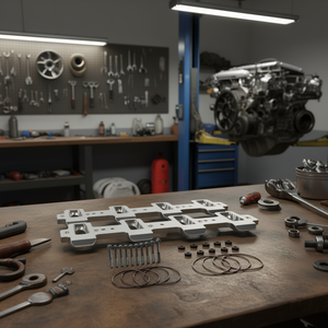 Adaptador de Culata de Cilindro de Puerto Rectangular a Colector de Admisión de Puerto Rectangular LS Cathedral D0100HPSUZW con Pernos, Juntas Tóricas y Sellos - Product Image 2