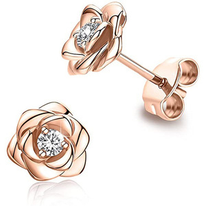 Orecchini a perno con fiore di rosa dolce per donna, accessori per l'orecchio alla moda per l'uso quotidiano - Product Image 6