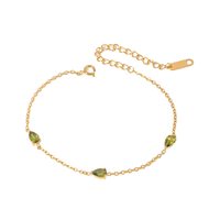 Bracelet en acier inoxydable plaqué or 18 carats avec chaîne en zircon cubique vert, bracelet à breloques tendance, bijoux J&d