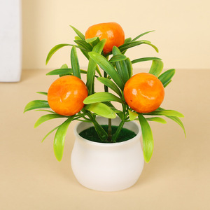 Planta artificial en maceta con forma de fruta de la suerte, 12x11cm, adorno de escritorio para decoración de Año Nuevo Chino, estilo bonsái. - Product Image 3