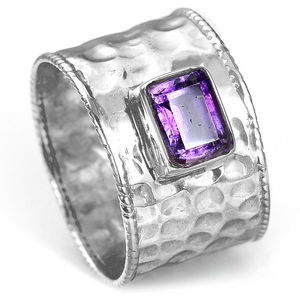 925 bagues en argent Sterling pour hommes coupe carrée violet améthyste lunette pierres précieuses anneaux mariage fiançailles hommes bague bijoux - Product Image 1