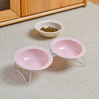Nouveau design, vente chaude, gamelles doubles en céramique de luxe sur support en fer, gamelles arrondies pour chats et chiens, produits pour animaux de compagnie