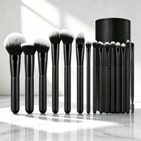 Ensemble de pinceaux de maquillage de haute qualité, 15 pièces, avec manche en bois, pour le visage, les yeux, le fond de teint, le blush