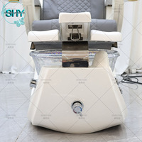 Fauteuil de pédicure et de manucure de luxe gris pour salon de beauté, sans plomberie, avec spa pour les pieds et fonction massage, avec cuve à jets