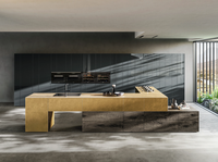 Ensemble de chambre d'hôtel moderne et luxueux en pierre avec tables et chaises en bois de manguier massif pour la conception d'intérieur commercial par Song Design