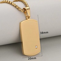 Collier pendentif carré en acier inoxydable incrusté de cristaux, bijou de cou minimaliste étanche style hip-hop pour homme, idéal pour le quotidien et les cadeaux