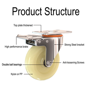Bền 3in 4in 5in 90kg tải kho thầu dầu bánh xe vừa làm nhiệm vụ công nghiệp xoay làm bằng polypropylene OEM hỗ trợ - Product Image 2