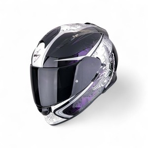 Casco Integrale Scorpion Exo 491 Bianco Nero Viola XS in Policarbonato per Moto - Product Image 1