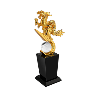 Shining Customized Gold Silver Copper Resin <strong>Dragon</strong> <strong>Trophy</strong> With Black Crystal Base Award With Gift Box <strong>Dragon</strong> Decoration - Product Image 5