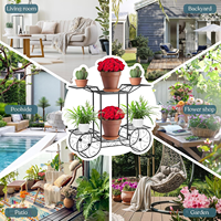 Support à plantes en métal à 6 niveaux de style parisien vintage, étagère à fleurs multi-niveaux avec roulettes pour la décoration intérieure, balcon, jardin