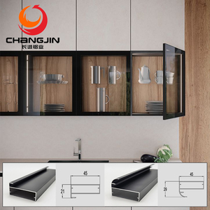 6063 décoration aluminium armoire armoire porte en verre mince cadre usine vente directe sablage noir Rose or - Product Image 2