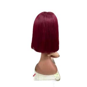 13x4 Front 99 j Burgundy Human Hair Wig <strong>Meche</strong> Vietnamienne ultra Double Drawn Vietnam 250 Density bob Wick Wig Buy Now - Product Image 4