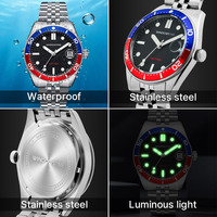 Montre homme en acier inoxydable avec date luminescente, OEM ODM, fabrication directe, logo personnalisé, commande en gros, vente en gros, montre homme quartz