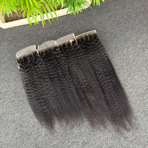 Extensions de cheveux humains vierges indiens Remy 100% naturels, lisses et bouclés, avec fermetures en dentelle HD et nœuds invisibles, 20 pouces, vente chaude directe usine - Product Image 5