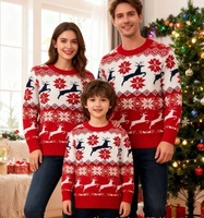 Pull de Noël pour la Famille – Tenue Assortie Homme et Femme – Style Européen Automne-Hiver – Manteau à Motif Élan