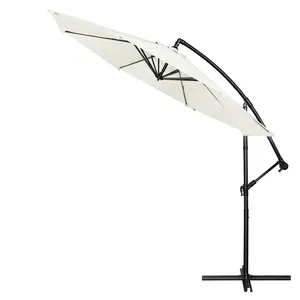 Patio Garden Restaurant Pole Iron 9ft White Banana Umbrella Factory Outdoor Parasol Umbrellas