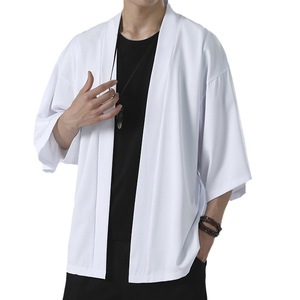 Cardigan mince de couleur unie en soie de glace de style chinois ODM Han pour hommes pour le printemps vêtements chinois anti-DDoS amples - Product Image 5