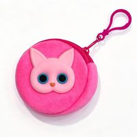 Vente directe usine : Porte-monnaie en peluche rond de 8 cm, mignon et portable, avec porte-clés, pour femmes, étudiantes, cadeau