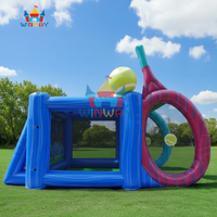 Stand de jeu interactif de tir sur cible pour enfants, sur le thème de la raquette de tennis en marbre, en PVC écologique gonflable, avec jeu de notation