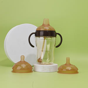 ขวดป้อนนมซิลิโคนสำหรับเด็กปราศจากสาร BPA เป็นมิตรต่อสิ่งแวดล้อม240มล. ขวดหัดดื่มสำหรับเด็กเกรดอาหารมีลวดลาย - Product Image 1