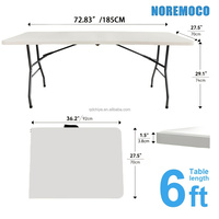 Table pliante 6 pieds, table pliante d'extérieur en plastique, table pliante robuste en HDPE de 6 pieds, pliable en deux avec poignée de transport