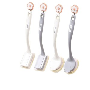 Cross-border Oil-free <b>Long</b>-<b>handled</b> Plastic Handle Loofah Pot Brush Non-scratching Cookware Replaceable Brush Head Made Natural - Product Image 5