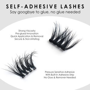 Cils en grappes moelleux autocollants, imperméables, forte tenue, colle pour extensions de cils à presser, bande complète, cils vaporeux, <span class=keywords><strong>effet</strong></span> 3D - Product Image 3