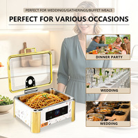 Chauffe-plat électrique professionnel YT Catering en acier inoxydable 304, double usage humide et sec, avec écran tactile HD et affichage de la température en temps réel pour buffet