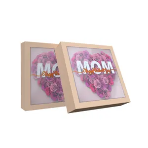Caja rígida de lujo para el Día de la madre, caja de dulces y chocolate con tapa, paquete de flores para alimentos con ventana transparente