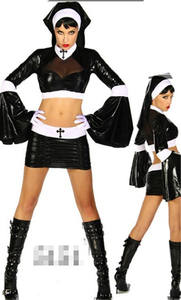 Lencería Sexy para Mujer Traje de Cosplay Conjunto de Body de Conejita Disfraz Erótico de <span class=keywords><strong>Monja</strong></span> para Halloween - Product Image 5