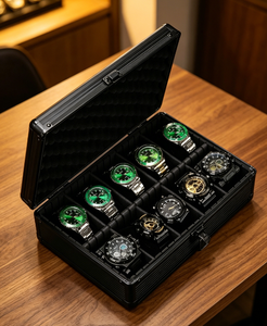 Étui de voyage pour montres en aluminium et MDF, anti-poussière, avec serrure, boîte de présentation et de rangement, sans couvercle transparent, séparateurs amovibles - Product Image 5