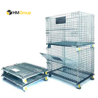 Boîte à palettes en treillis métallique galvanisé en acier métallique pliable et empilable pour entrepôt industriel robuste