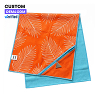 Ujoy Gift Custom Premiume Beach Towel with Secret Zipper Pocket Sand Free Quick Dry Floral Print Travel Waffle Towel