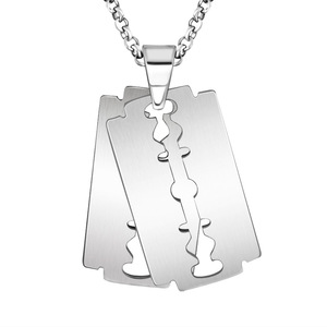 Collier à lame en acier inoxydable pour hommes, pendentif géométrique SP534 - Product Image 5