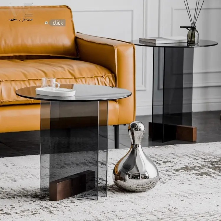 طاولة قهوة جانبية من الزجاج الشفاف والأكريليك بتصميم جديد تصميم حديث لغرفة المعيشة على الطراز الشمالي