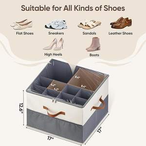 Shoe Organizer for Wardrobe Shoe Storage Containers Linen Multifunction Adjustable Dividers <b>Saving</b> Shoe <b>Box</b> Organizers Bins - Product Image 4