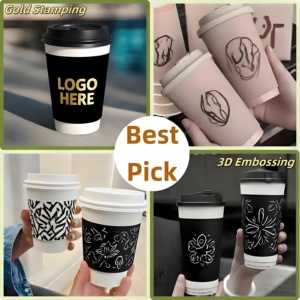 Lesense ODM/OEM Pink <strong>Paper</strong> <strong>Cups</strong> <strong>Custom</strong> Logo Printed Single Wall Double Wall Pink Gold Foil Hot Drink <strong>Paper</strong> Coffee <strong>Cup</strong> with Lid - Product Image 5