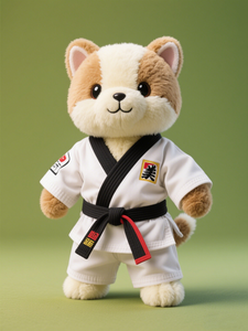 Adorable Peluche <span class=keywords><strong>de</strong></span> Cachorro <span class=keywords><strong>de</strong></span> Taekwondo con Cinturón Negro, Ideal para Regalos <span class=keywords><strong>de</strong></span> Fiesta y Decoración <span class=keywords><strong>de</strong></span> Habitaciones - Product Image 1