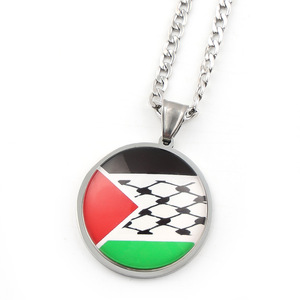 Collar con la Bandera Palestina, Joyería con Gema del Tiempo, Colgante de Palestina Anti-Guerra y Paz, Cadena de Acero Inoxidable para Suéter - Product Image 6