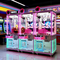 Machines à griffes roses, fabrication sur mesure, entièrement transparentes, jeu d'arcade de capture, en métal, pour pièces de monnaie porte-bonheur, divertissement commercial et d'attractions