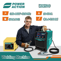 Soudeuse à inverter IGBT MMA de haute puissance Power Action WM500, 20-500A, 340-440V, machine de soudage industrielle avec câbles complets