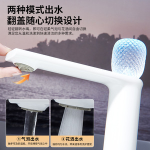 European Style All Copper Basin Faucet Single Handle <b>Deck</b> Mounted Ceramic Valve Core LED Lighting - Product Image 4
