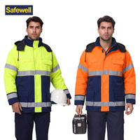 Veste matelassée en coton imperméable coupe-vent réfléchissante haute visibilité, vêtements de travail d'hiver personnalisés en gros pour la circulation routière