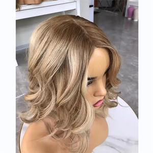 100% Europees mensenhaar topper, natuurlijke golf, ombre <span class=keywords><strong>blonde</strong></span> balayage, Joods koosjer topper, zijden basis toupet voor vrouwen - Product Image 2