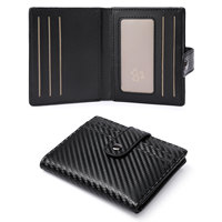 Portefeuille court pour femme en fibre de carbone, best-seller, RFID, simple, à deux volets, en cuir PU, porte-monnaie portable, porte-cartes à pression